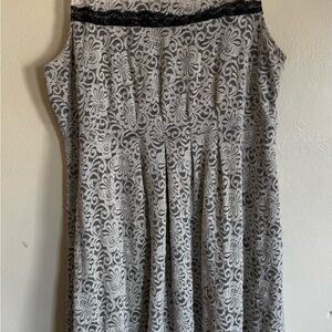 Women's Gray Lace A-Line Skirt with Black Trim